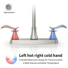 1 Vòi nước 8" hai nhiệt độ có cổ ngỗng bằng thép không gỉ, tay cầm bằng hợp kim kẽm, hộp mực gốm và đầu phun, phong cách hiện đại phù hợp cho nhà bếp và phòng tắm - Bạc - Xem 4