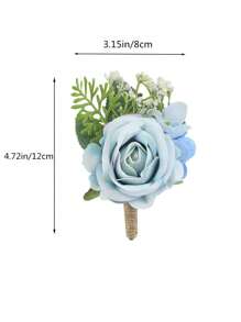 6 件套男士婚礼胸花，高仿真法兰绒玫瑰婚礼胸花，新郎伴郎用，森林系列胸花非常适合婚礼舞会舞蹈仪式周年纪念装饰花情人节