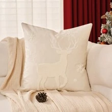 1 vỏ gối sofa tuần lộc Giáng sinh, vỏ gối trang trí Giáng sinh, có hình bông tuyết, vải nỉ mềm, thêu nhung, phong cách truyền thống, trang trí mùa đông, cho phòng khách, vỏ gối sofa, đồ trang trí giường, đồ trang trí nhà ngày lễ, quà tặng Giáng sinh - Màu be - Xem 13
