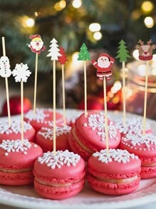 100 种节日圣诞鸡尾酒精选 - 带有雪花、雪人、驯鹿和树木的棍棒，用于节日饮品、开胃菜和派对装饰，圣诞节 - 彩色 - 查看 4