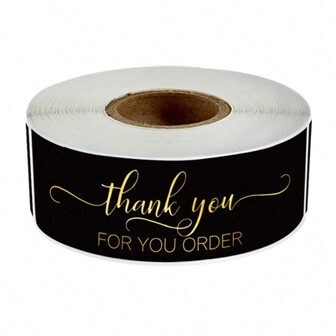 TYFYO 120Pcs/Roll Gold Stamping Rectangular Thank You For Your Order Stickers For Small Business Adhesive Labels Handmade Decor,Christmas Valentine Day