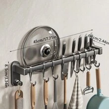 1 Stück wandmontiertes Küchenregal - stilvoller Geschirr-Abschlussregal mit Haken, ohne Löcher, platzsparendes Design, geeignet für Essstäbchen, Messer und so weiter - sehr geeignet für die Küche, Haushaltsbedarf