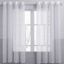 Checkered Voile Curtain Kitchen 2.00 X 1.40 Meters Decoration Eyelets - White - View 1