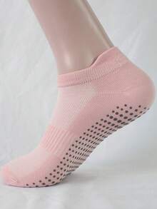 3 pares de calcetines de yoga y pilates para mujer con agarre antideslizante y diseño de puntos en naranja, rosa y morado - Multicolor - Ver 3