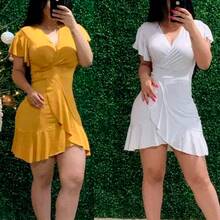V-Cut Ruffle Dress - Ginger - View 3