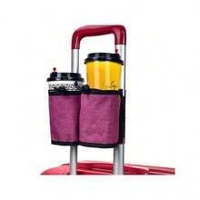 粉色行李箱手柄收纳袋，适用于水瓶、饮料和旅行必需品，适合所有行李箱手柄，1 件旅行收纳袋小行李箱配件家庭巡航必需品旅行包迷你便携式旅行收纳袋便携式假日收纳袋 - 彩色 - 查看 2