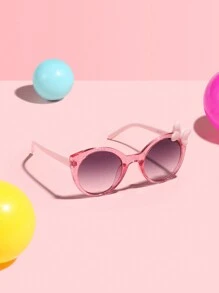 1 PC Girls 4-8 Years Old Acrylic Fine Glitter Round Frame Bow Accessories Pink Fashion Glasses For Holiday Outing And Holiday Gifts Holiday Accessories - Multicolor - View 3