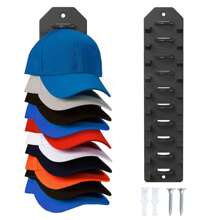 MYLIMHEA 1 件壁挂式帽架，棒球帽架紧凑型帽子存储展示架，可容纳多达 10 顶帽子，粘合剂或钉子安装方法，适用于墙壁、卧室、壁橱、衣柜 - 黑色 - 查看 7