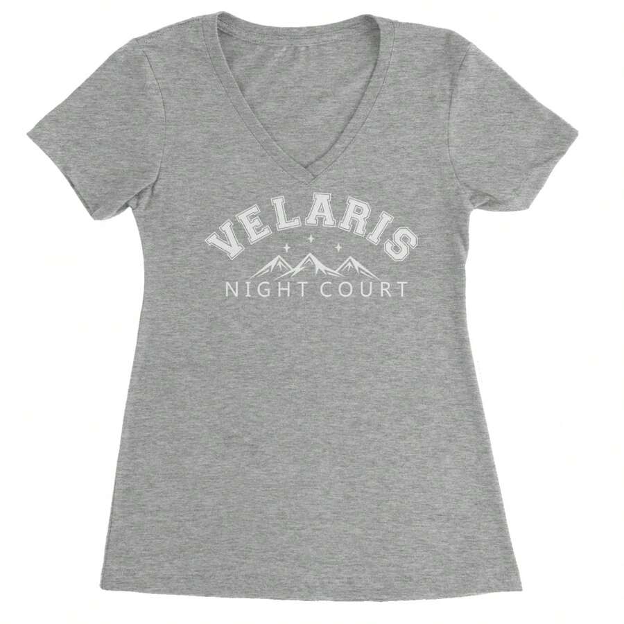 Velaris Night Court Starfall Ladies V-Neck T-Shirt - 希瑟灰色 - 查看 1