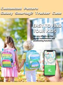 1pc Customized Silicone Protective Case With Laser Printed Logo For Galaxy SmartTag 2 Locator, Anti-Lost Tracking Device Cover Compatible With Samsung Galaxy SmartTag 2 Keychain - White+Blue+Green+Pink - White - View 5