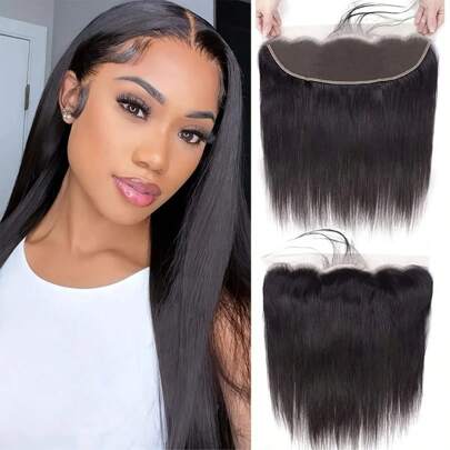 Lace Frontal Closure Straight Transparent Lace Frontal Ear To Ear 13x4 Transparent Lace Human Hair Closures Pre Plucked With Baby Hair