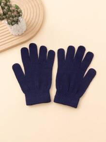 1 Pair Of Solid Color Full Finger Knitted Gloves, Unisex, Y2K Style Outdoor Windproof Casual Winter Warm Gloves Suitable For Commuting Daily Use - Fingerless Gloves - View 2