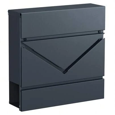 SONGMICS Letter Box, Wall-Mounted Post Box, Mailbox With V-Shaped Viewing Window, Lock And Lid, Newspaper Holder, Easy To Install, Anthracite Grey