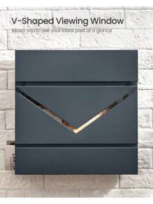 SONGMICS Letter Box, Wall-Mounted Post Box, Mailbox With V-Shaped Viewing Window, Lock And Lid, Newspaper Holder, Easy To Install, Anthracite Grey - Grey - View 5