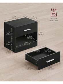 VASAGLE Bedside Table, Side Table With Drawer, Handle, Open Compartment, End Table, For Bedroom, Living Room, Classic Black