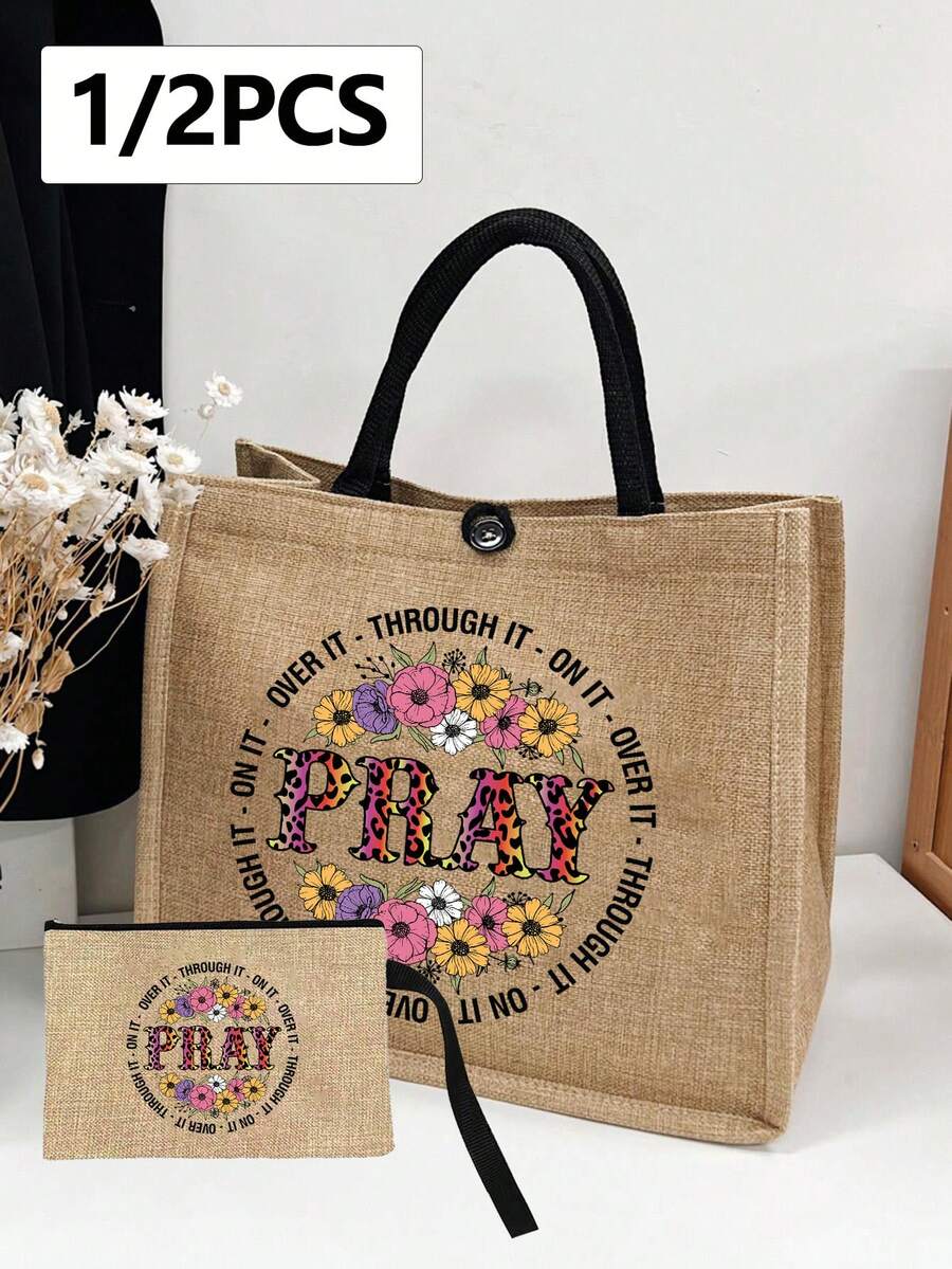 Túi xách nhỏ có nút bấm màu đen họa tiết da báo tối giản cổ điển có dây rút, hoàn hảo cho du lịch và nghỉ dưỡng, món quà tuyệt vời nhất để thể hiện đức tin, túi mua sắm trang trí nút bấm có quai xách đôi, túi xách, có thể tái sử dụng, thích hợp cho đám cưới - Màu Khaki - Xem 1