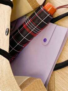 Túi xách nhỏ có nút bấm màu đen họa tiết da báo tối giản cổ điển có dây rút, hoàn hảo cho du lịch và nghỉ dưỡng, món quà tuyệt vời nhất để thể hiện đức tin, túi mua sắm trang trí nút bấm có quai xách đôi, túi xách, có thể tái sử dụng, thích hợp cho đám cưới - Màu Khaki - Xem 7