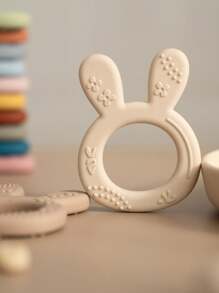 1pc Rabbit Teether Toy Baby Silicone Teether Ring Easy-To-Hold Soothing Sore Gums For Teething Chewing - Multicolor - View 4