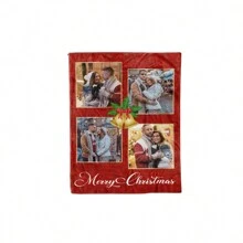 1pc Christmas Merry Christmas Blanket, Customized Christmas Photo Blanket, Customized Christmas Blanket, Christmas Movie Watching Blanket, Festival Decoration
