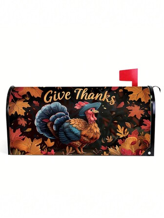 1pc Thanksgiving Turkey Mailbox Cover Standard Size 21"L X 18"W