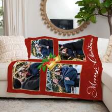 1pc Christmas Merry Christmas Blanket, Customized Christmas Photo Blanket, Customized Christmas Blanket, Christmas Movie Watching Blanket, Festival Decoration