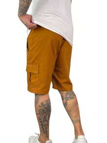 Men's Bermuda Shorts With Cargo Pockets - 駝色 - 查看 3