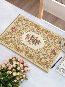 1pc/4pcs/6pcs , Linen Place Mats With Floral Pattern - Hand Wash Only, Rectangle Woven Table Mats For Family, Hotel, Banquet, Holiday Use - 100% Linen, Dirt-Resistant Kitchen And Dining Table Mats - Multicolor - View 6