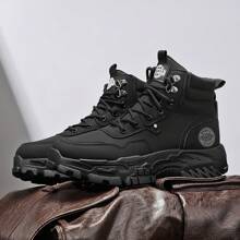 Men's Shoes 2025 New High Help Work Shoes Anti-Slip Wear Thick Soled Casual Shoes Fashion Men With All Fashion Shoes - 黑色 - 查看 6