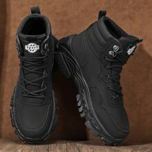 Men's Shoes 2025 New High Help Work Shoes Anti-Slip Wear Thick Soled Casual Shoes Fashion Men With All Fashion Shoes - 黑色 - 查看 5