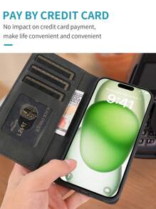 Telefoonhoesjes Portemonnee 1 st. Sterke magnetische flipcover Muntkaarthoes, Mode Zakelijke mobiele telefoonhoes Compatibel met iPhone en Galaxy