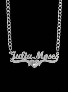 1 Pieza Nuevo collar con cadena NK de acero inoxidable mate personalizado con letras con conjunto de strass, estilo sencillo diario, productos incluyen caja de regalo, regalo de San Valentín, regalo de cumpleaños para amigos, para San Valentín, para el Día de la Madre, para cumpleaños, para graduación, para el Día del Padre, para bodas, para uso diario, para fiestas, para bailes - Multicolor - Ver 6