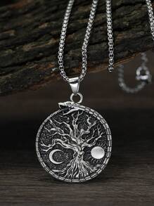 GuoShuang Fashionable and Popular Men Skull Pendant Necklace Alloy for Vacation and for a Stylish Look - Antique Silver - View 17