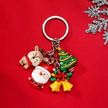 1 件卡通树脂圣诞老人、圣诞树、糖果屋圣诞系列钥匙扣包吊坠可爱娃娃配件、圣诞礼品盒 - 彩色 - 查看 4