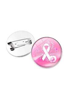 1pc Pink Ribbon Pin, Breast Cancer Awareness Promotion Advocacy Badge - Pink - View 2