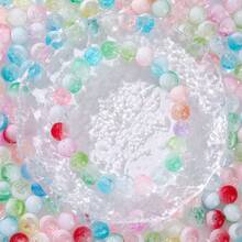 100 件混合奶茶效果花卉、裂纹纹理圆形玻璃珠 6 毫米，DIY 珠宝配件适用于手链、耳环、项链 - 彩色 - 查看 6