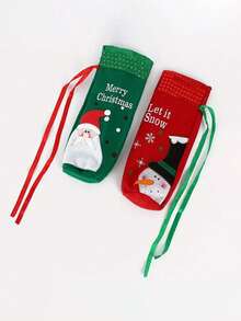 圣诞节日用品，亮片刺绣酒瓶袋，圣诞老人雪人麋鹿酒袋，酒店餐桌装饰，场景装饰，节日装饰，房间装饰，家居装饰，办公室装饰 - 彩色 - 查看 2