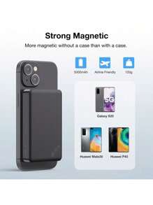 Batería Externa Magnética Magsafe 1hora 5000mAh con Carga Inalámbrica - Negro - Ver 6
