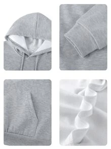 Must-Have Item For Your Wardrobe, Women's Thermal Lined Hoodie With Letter Print, 2024 Autumn/Winter New Arrival, Suitable For Casual Daily Wear. The Sweatshirt Offers Endless Styling Possibilities And Keeps You Comfortable All The Time. - Grey - View 2