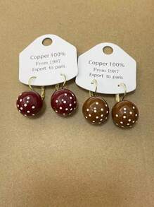 Dos pares de un conjunto o un par en negro y un par en blanco, etc., un par de opciones con un diseño simple y de moda, pendientes de aleación a lunares, un par adecuado para que las mujeres los usen en el día a día. - Multicolor - Ver 24