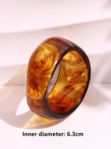 1pc New Resin Geometric Square Bracelet, Irregular Exaggerated Vintage Wide Stackable Bangle Bracelet, Women Jewelry Gift