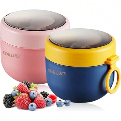 Taza de desayuno portátil de 600ml, termo aislado para alimentos con sello, recipiente de almacenamiento de alimentos para viajes, taza para desayuno de frutas y avena, taza de desayuno para oficina, preparación de comidas, lonchera escolar, tarro de desayuno para viajes, almacenamiento de alimentos para exteriores, taza de desayuno para el hogar, diseño a prueba de fugas, compacto y ligero, ideal para entusiastas del fitness, aventureros al aire libre, amas de casa, perfecto para el Día de San Valentín, decoración del hogar, regalos para el hogar