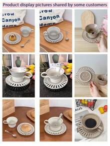Bộ tách cà phê và đĩa sứ cao cấp cho cặp đôi, thiết kế tinh tế. Bộ tách trà hoa viền vàng cổ điển và cốc gia đình/tách cà phê, có thể dùng làm tách trà chiều hoặc cốc đựng nước, món quà lý tưởng cho sinh nhật phụ nữ - Bộ cốc và đĩa tinh tế. - Xem 4