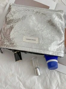 1pc Sparkling Clutch Bag New Makeup Bag Large Capacity Outdoor Storage Pouch Simple Portable Organizer Makeup Travel Toiletry Organizer Essentials Gifts Storage Zipper Accessories Nail