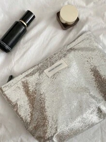 1pc Sparkling Clutch Bag New Makeup Bag Large Capacity Outdoor Storage Pouch Simple Portable Organizer Makeup Travel Toiletry Organizer Essentials Gifts Storage Zipper Accessories Nail