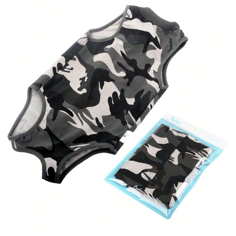 Camo Pet Cat Neutering Recovery Suit With Button, AntiLick Nursing