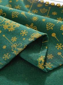 1 szt. Świąteczny zielony prostokątny obrus z metalicznym wzorem dzwonków, jesienno-zimowy wystrój domu, odporny na kurz i ciepło do kuchni, jadalni, imprezy, dekoracji świątecznych, Nowego Roku