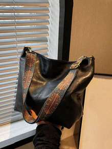 1 件装时尚斜挎包，优质 PU 皮革材质，便携大容量纯色单肩包，女式复古风格，单肩包女士小号斜挎包钱包，多拉链金属装饰单肩包，手提包多功能口袋，轻巧耐用，适合通勤、上学和日常使用，是送给女性的理想礼物，情人节和母亲节的最佳选择 - 黑色 - 查看 3