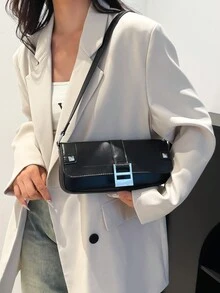 Túi đeo vai thời trang thường ngày màu trơn mới Túi xách hợp thời trang - màu đen - Xem 2