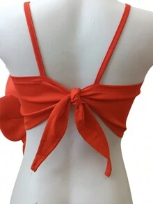 Cropped Tailored Summer Fashion With Cup With Tie 2024 Top Flower On The Front - trái cam - Xem 2