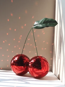 Cherry Disco Ball Decor, Double Mirror Ball Cherry Decor For DJ Club Stage Bar Party Wedding Holiday Decoration Home Decor Best Gifts Birthday Graduation Christmas Decorations Room Decor Christmas - Red - View 4